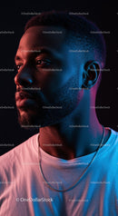 Stylish Portrait of a Young Man in Neon Lighting