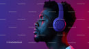 Profile of Man Immersed in Music with Purple Headphones