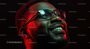 Smiling Man in Red Lighting with Glasses