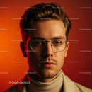 Young Man in Glasses with Warm Colored Background