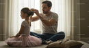Father Styling Daughter's Hair for Ballet Class