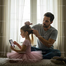 Father Braiding Daughter's Hair Before Ballet Class