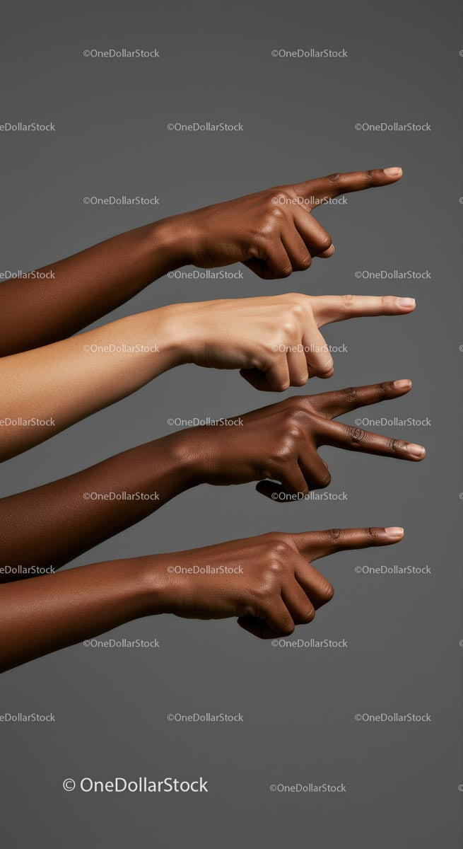 Multicultural Hands Pointing in Unity