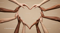 Diverse Hands Forming Heart Symbol of Unity