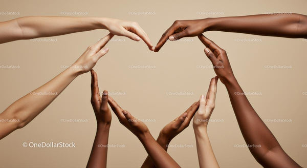 Diverse Hands Creating a Heart Symbol of Unity