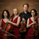 Elegant String Quartet in Red and Black Attire