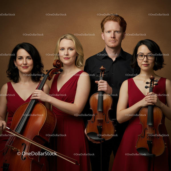Elegant String Quartet in Red and Black Attire