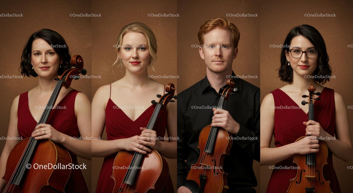Elegant String Quartet in Formal Red Attire