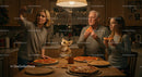 Family Enjoying Pizza Night with Cozy Holiday Vibes