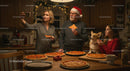 Family Enjoying Pizza Night with Cozy Holiday Vibes