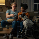 Couple Enjoying Movie Night with Dog in Cozy Living Room