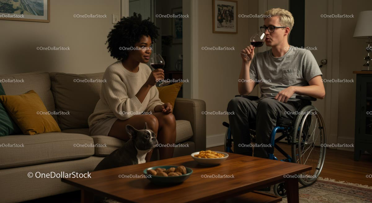 Casual Wine Tasting with Friends in Cozy Living Room