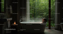 Woman Relaxing in Bathtub Overlooking Lush Bamboo Forest