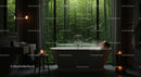 Peaceful Bath with Bamboo Forest View and Candlelight