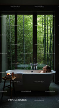 Peaceful Bath with Bamboo Forest View