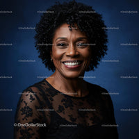 Smiling Woman in Elegant Black Lace Dress