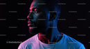 Dramatic Portrait of Man in Neon Lighting