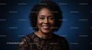 Smiling Mature Woman in Elegant Lace Dress Portrait