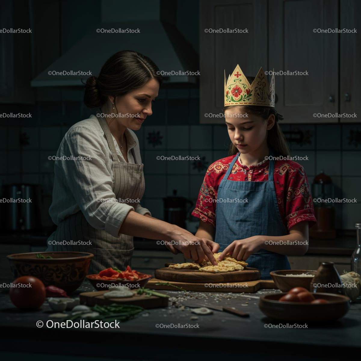 Mother and Daughter Sharing a Precious Cooking Moment