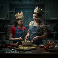 Mother and Daughter Creating a Homemade Meal Together