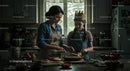 Mother and Daughter Making Homemade Pizza in Cozy Kitchen