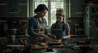 Mother and Daughter Making Homemade Pizza in Cozy Kitchen