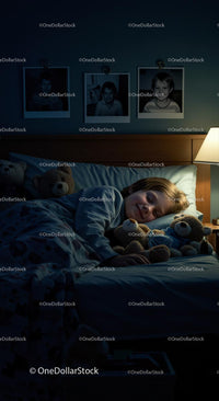 Child Sleeping Peacefully with Teddy Bears in Cozy Bedroom