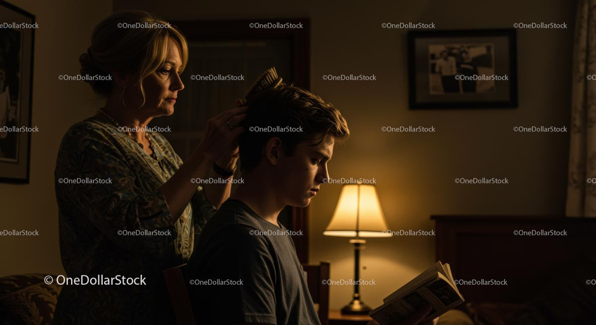 Mother and Son Bonding During Evening Routine