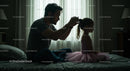 Father Styling Daughter's Hair at Home