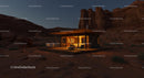Luxury Tent in Desert Wilderness at Sunset