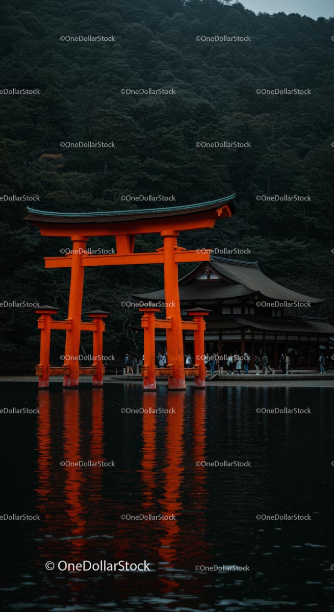 Majestic Torii Gate at Itsukushima Shrine, Japan