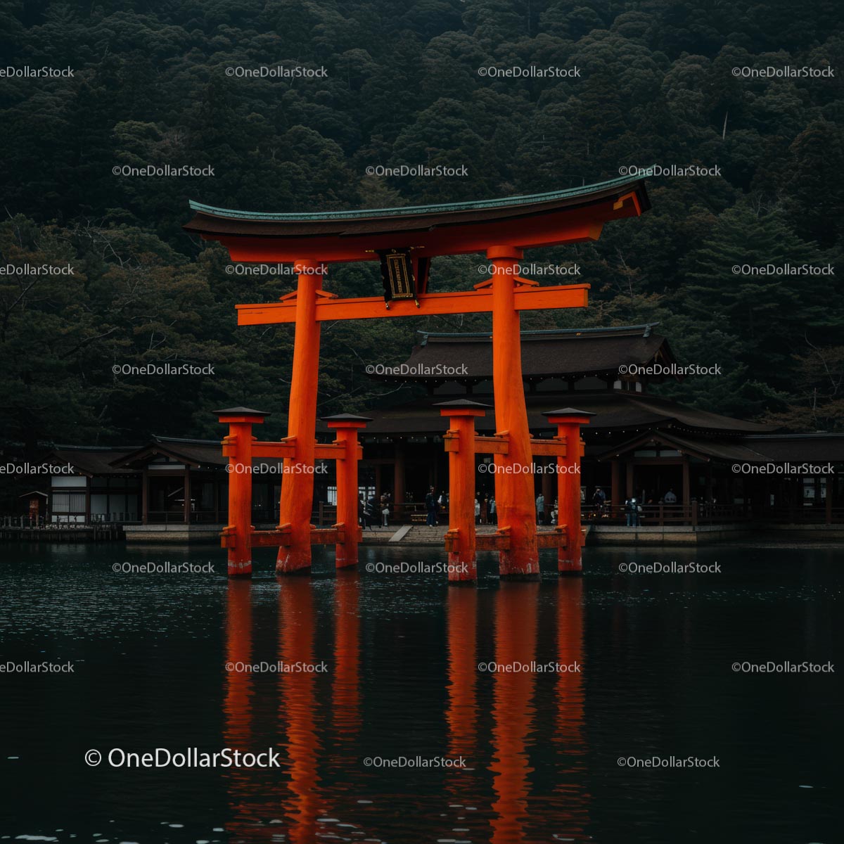 Iconic Torii Gate Standing Majestically Over Water