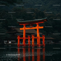 Majestic Torii Gate Reflecting in Tranquil Waters