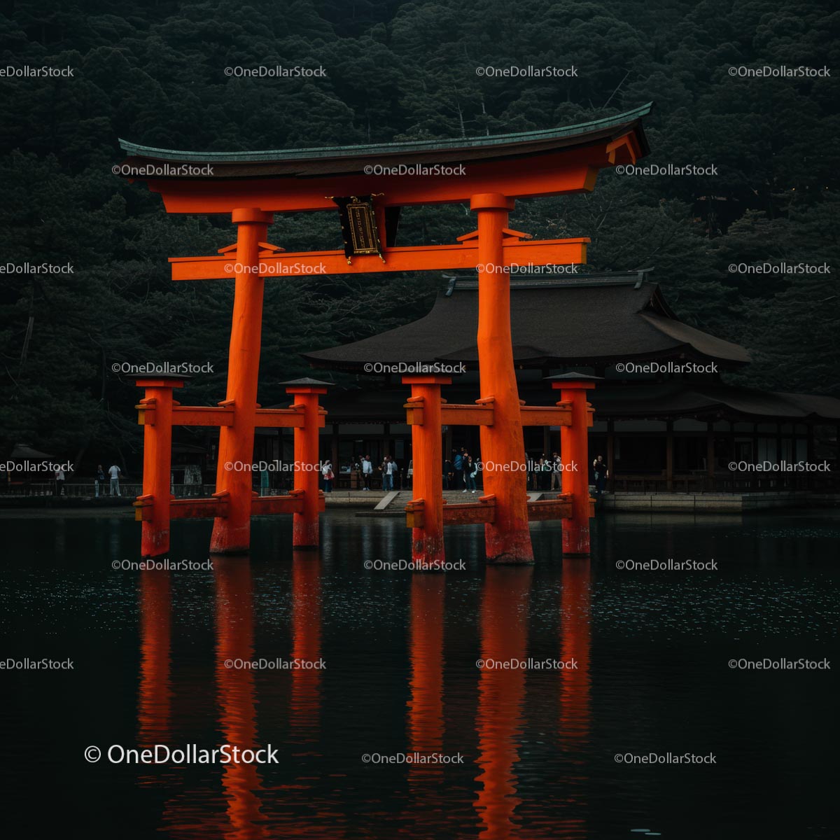 Majestic Torii Gate Reflected in Tranquil Waters