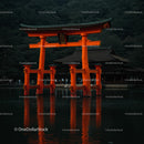 Majestic Torii Gate Reflected in Tranquil Waters