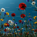 Vibrant Wildflower Meadow under Blue Sky