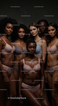 Diverse Group of Confident Women in Elegant Lingerie