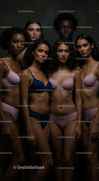 Diverse Group of Confident Lingerie Models in Studio