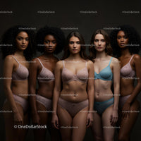 Diverse Group of Confident Women in Stylish Lingerie