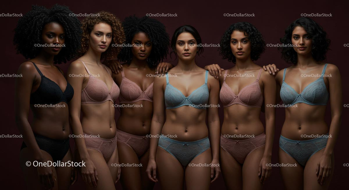 Różnorodne Modelki Prezentujące Eleganckie Kolekcje Bielizny