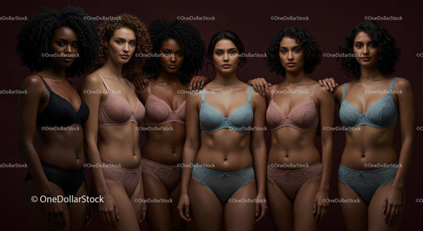 Różnorodne Modelki Prezentujące Elegancką Kolekcję Bielizny