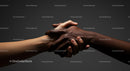 Diverse Hands in Unity on Dark Background