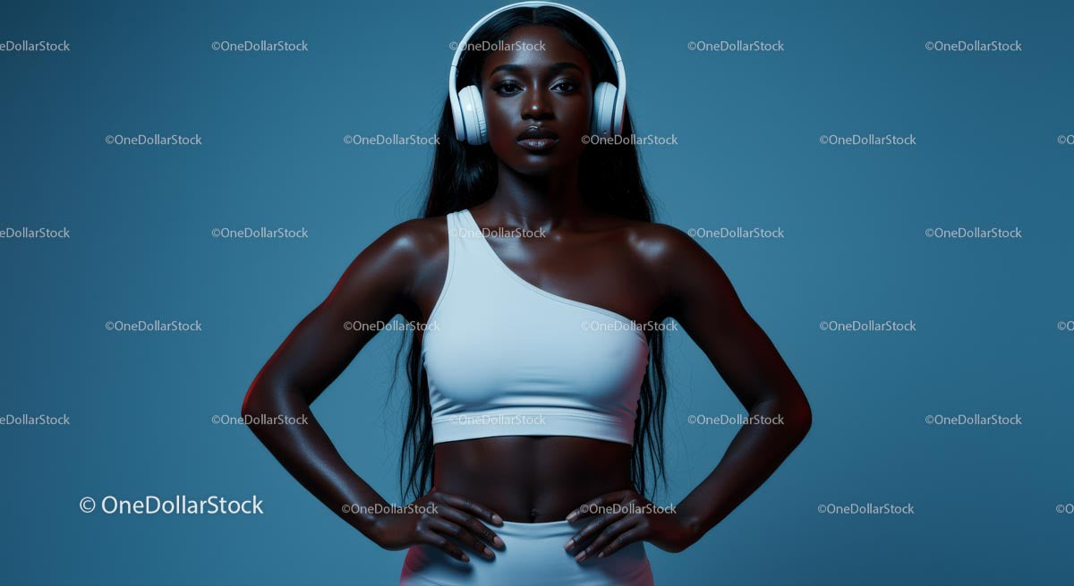Confident Woman in Sportswear with Headphones