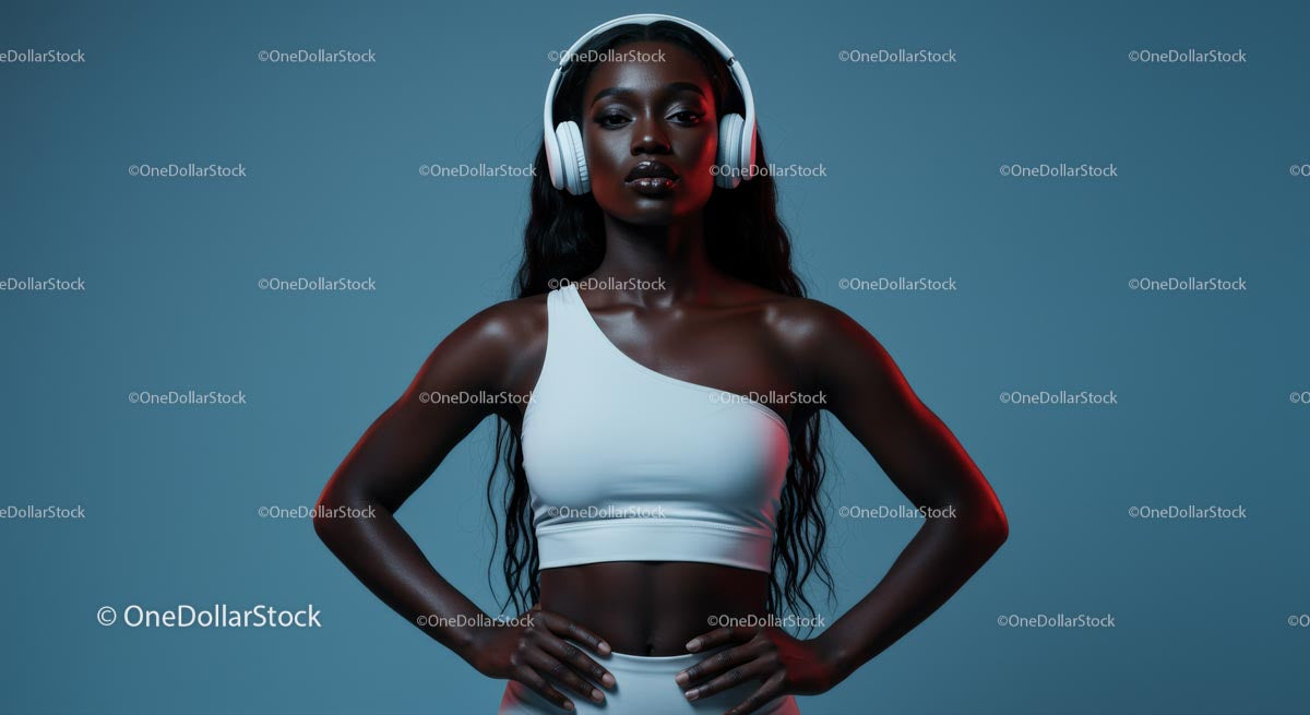 Stylish Woman in Athletic Wear with Headphones