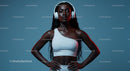 Stylish Woman in Athletic Wear with Headphones