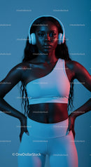 Athletic Woman in Stylish Workout Gear with Headphones
