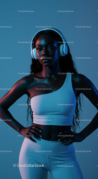 Confident Woman in Sportswear with Headphones