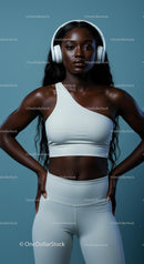 Confident Woman in Activewear with Headphones