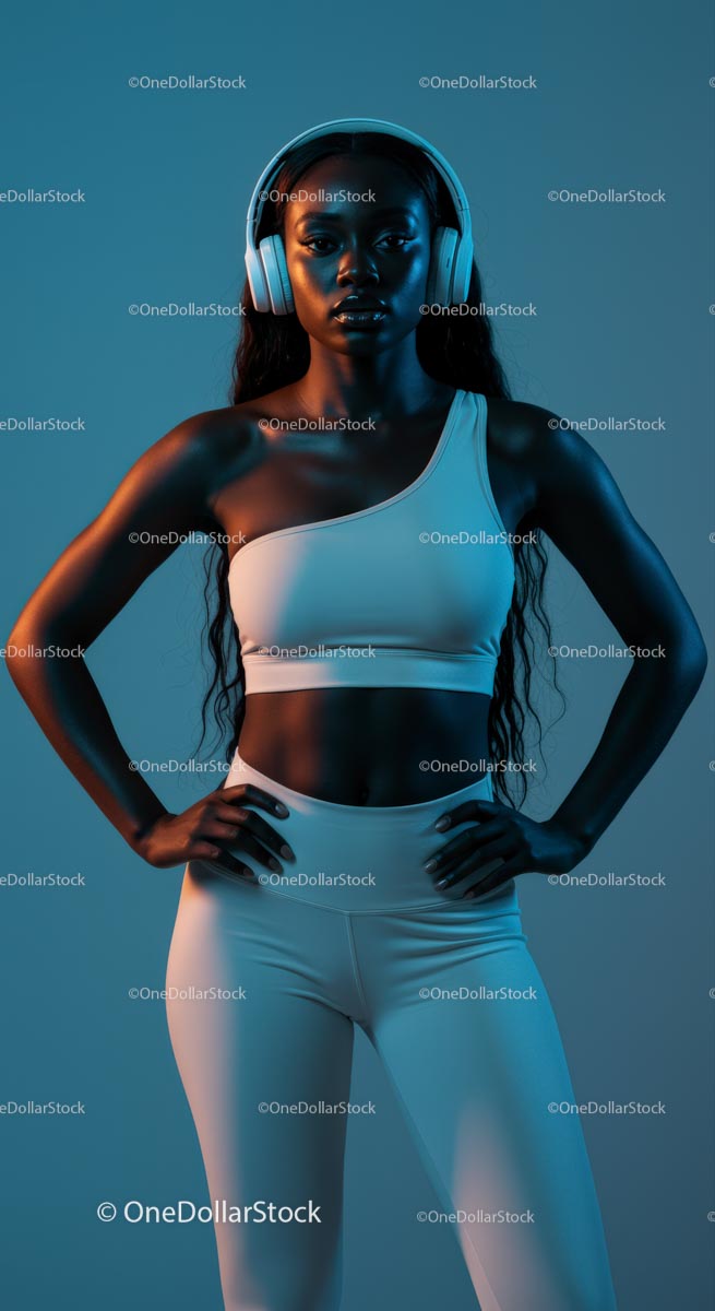 Confident Athlete in Sportswear with Headphones