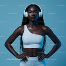 Confident Athletic Woman in Sportswear with Headphones